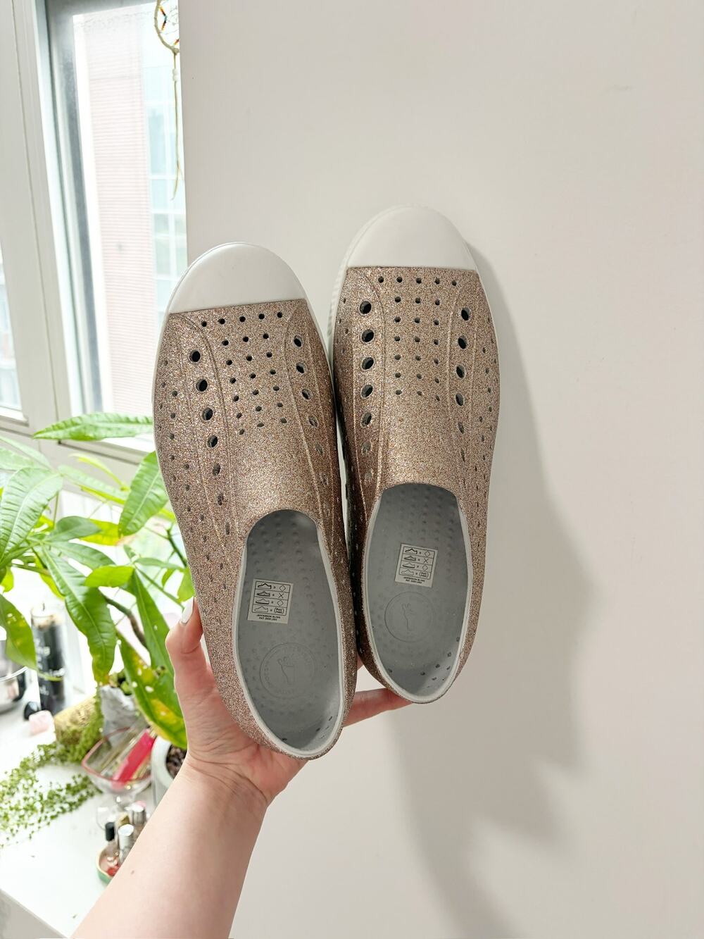 NEW Native Rose Gold Glitter Slip On Sneakers Size 11